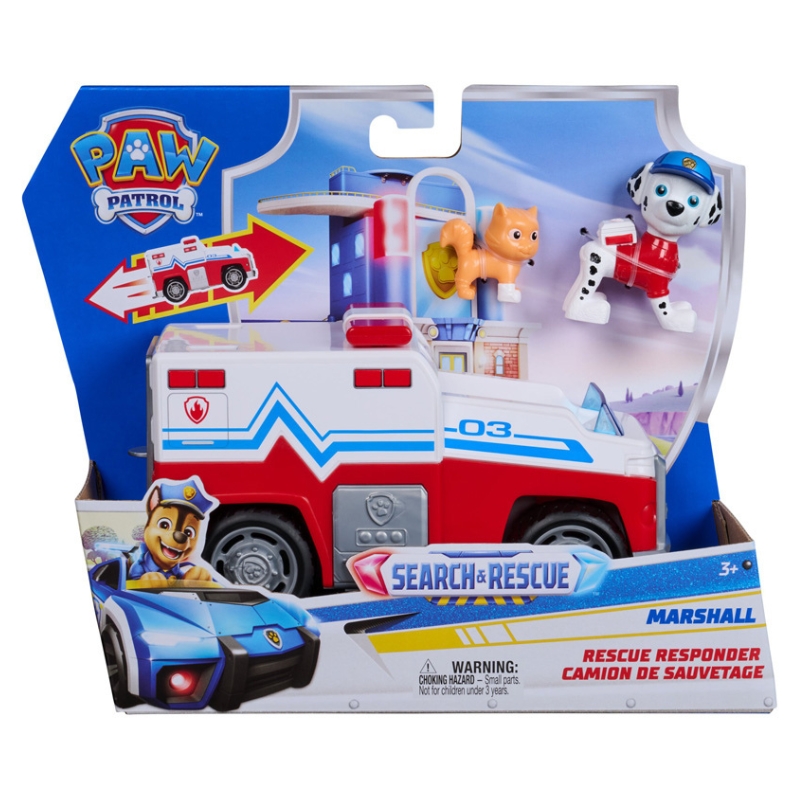 Psi Patrol Search Rescue Karetka Marshall Pojazd Napęd Pull-Back + Figurka Kot