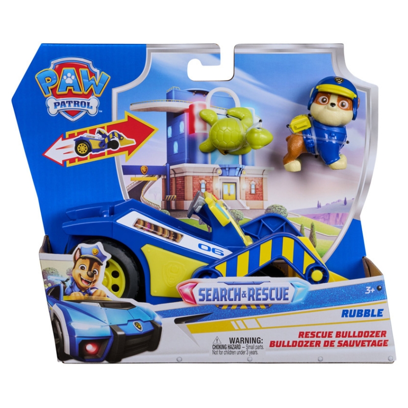 Psi Patrol Search Rescue Buldozer Rubble Vehicul cu Tracțiune Pull-Back + Figurina Țestoasă