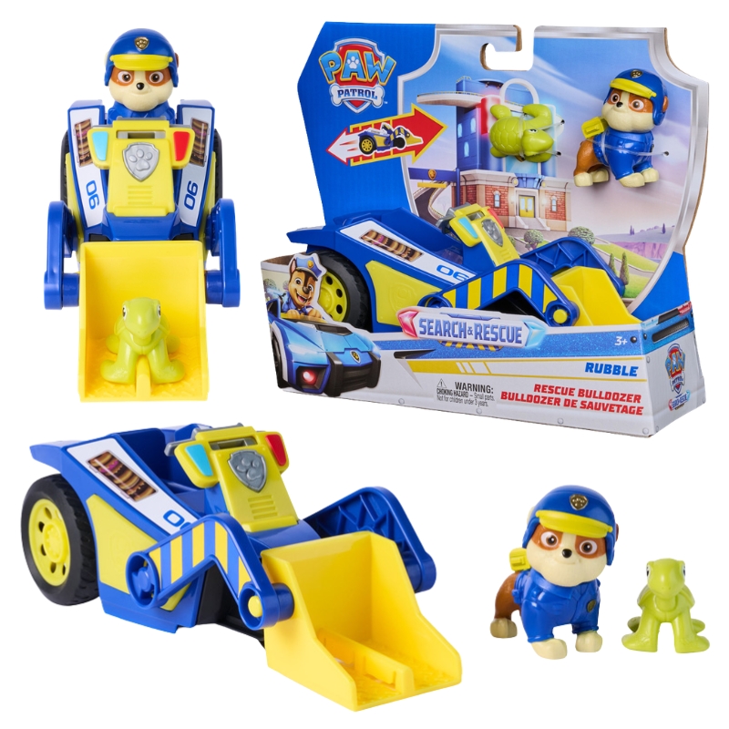 Psi Patrol Search Rescue Buldozer Rubble Vehicul cu Tracțiune Pull-Back + Figurina Țestoasă