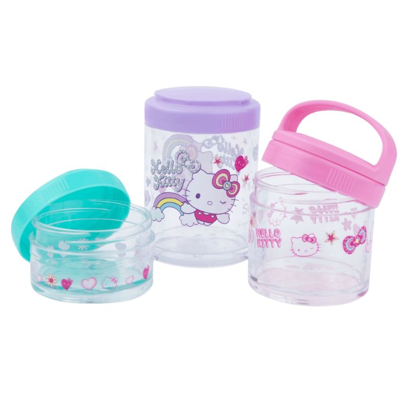 Kuromi recipient triplu pentru gustări Snackbox Lunchbox triplu compartiment 10 ml, 60 ml și 150 ml