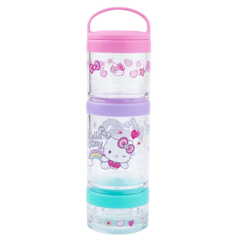 Kuromi recipient triplu pentru gustări Snackbox Lunchbox triplu compartiment 10 ml, 60 ml și 150 ml