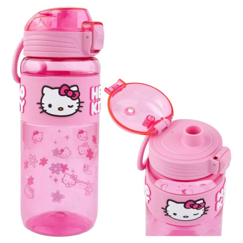 Hello Kitty różowy Bidon 750 ml Butelka na wodę z dzióbkiem otwarta