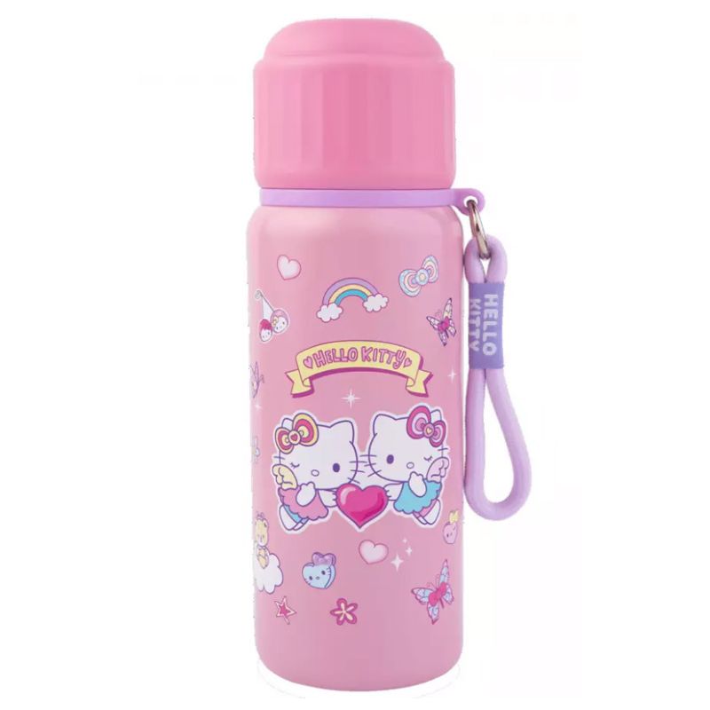 Hello Kitty Bidon metalowy Termos dla dzieci Butelka termiczna Różowa 550 ml zamknięta