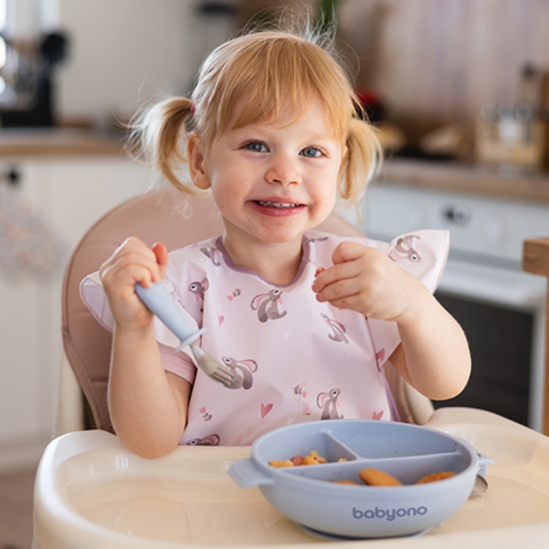 Babyono Farfurie din Silicon pentru Copii cu Ventuză și Capac
