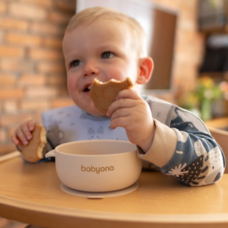 Babyono Bol Din Silicon pentru Copii cu Ventuză și Capac