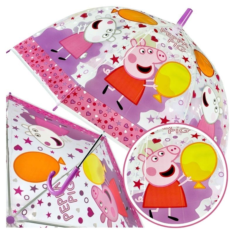 Parasolka Dziecięca Parasol Automatyczny Peppa Pig Różowy Ze Świnką Peppą Dla Dzieci 3+