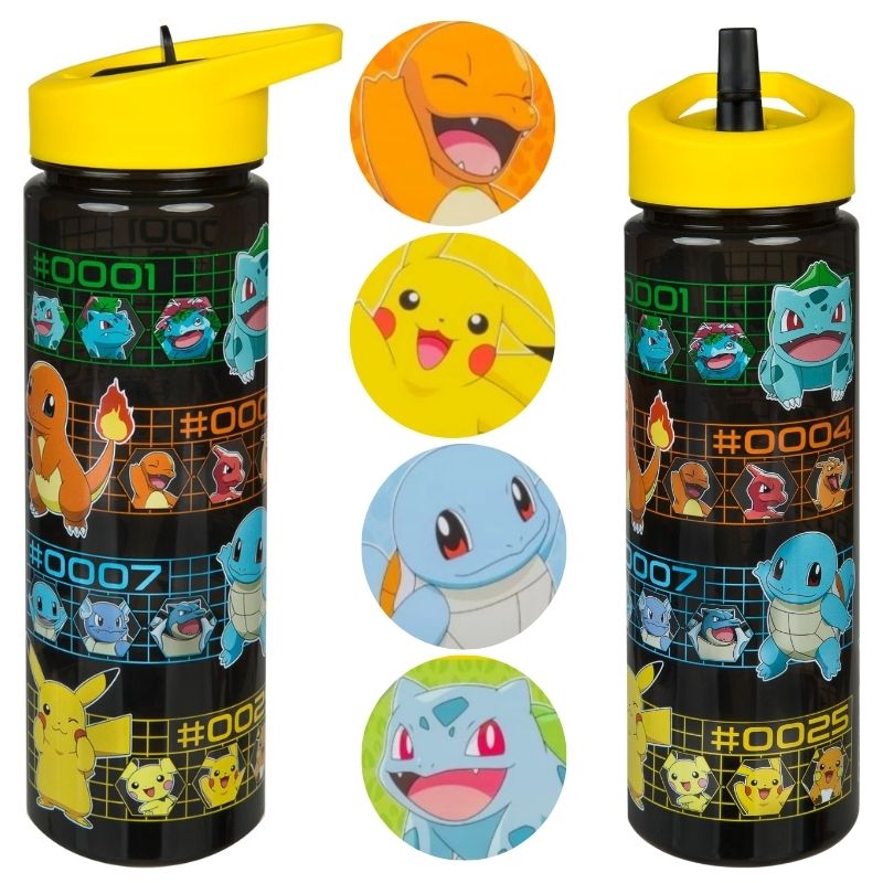 Undercover Bidon Dla Dzieci Na Wodę Butelka Ze Słomką Czarna Pokemon 600ml