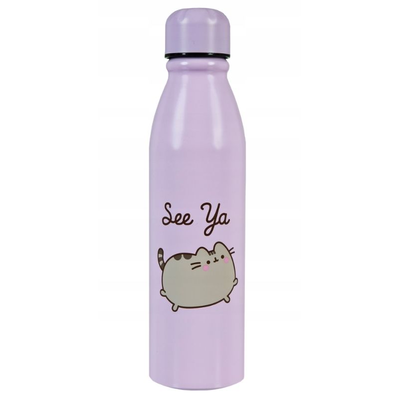 Duża Butelka Termiczna Aluminiowa Izolowana Zakręcana Pusheen Liliowa 600ml