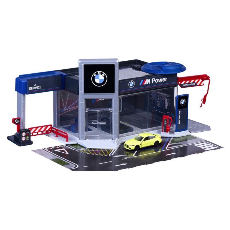 Majorette Garaż Showroom BMW Zestaw Salon Samochodowy + Samochodzik Pojazd Autko