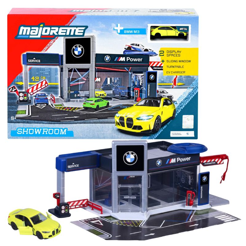Majorette Garaż Showroom BMW Zestaw Salon Samochodowy + Samochodzik Pojazd Autko
