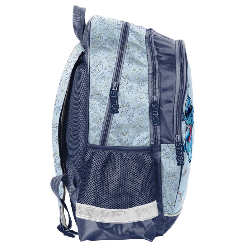 Paso Plecak Szkolny Młodzieżowy Do Szkoły Trzykomorowy Duży Pojemny Odblaski A4 Stitch Aloha Niebieski
