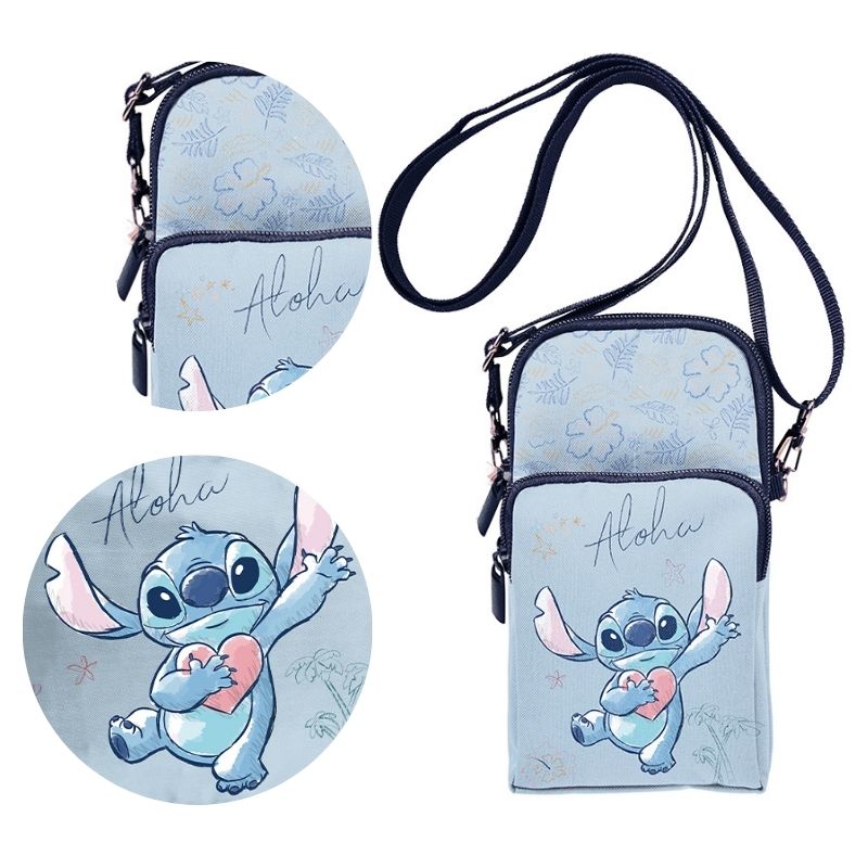 Paso Saszetka Na Telefon Torebka Na Szyję Na Sznurku Podręczna Stitch Aloha Niebieski