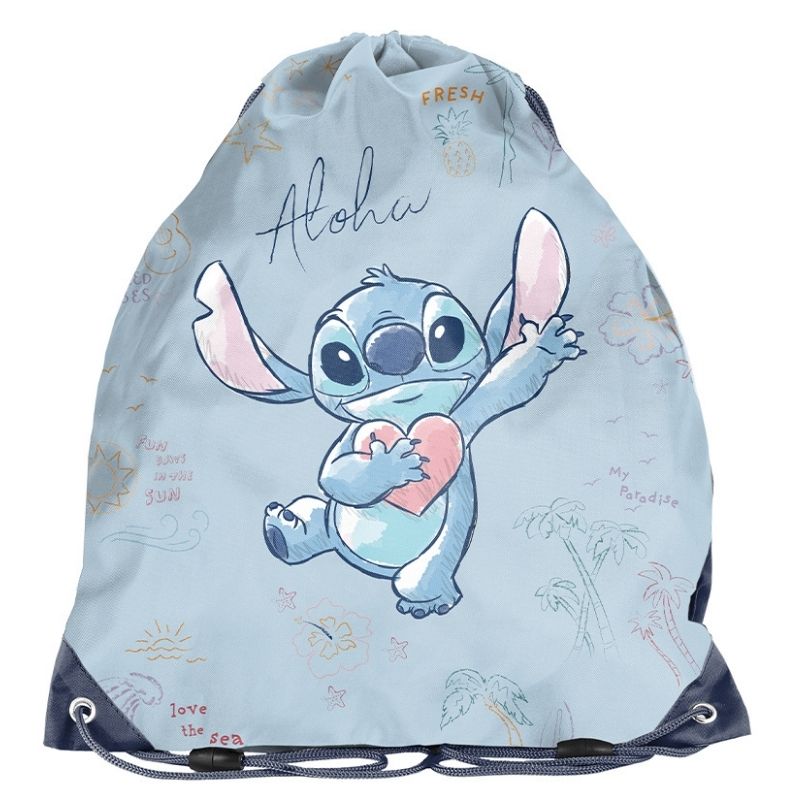 Paso Worek Sportowy Na Obuwie WF Basen Plecak Podróżny Kompaktowy Szkolny Stitch Aloha Niebieski