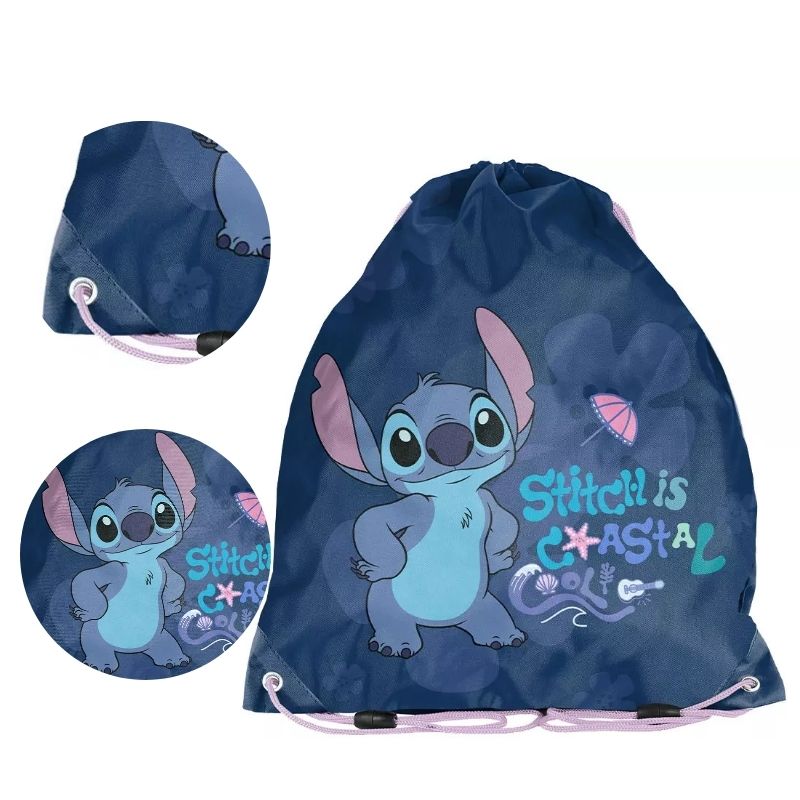 Paso Worek Sportowy Na Obuwie WF Basen Plecak Podróżny Kompaktowy Szkolny Stitch Coastal Cool