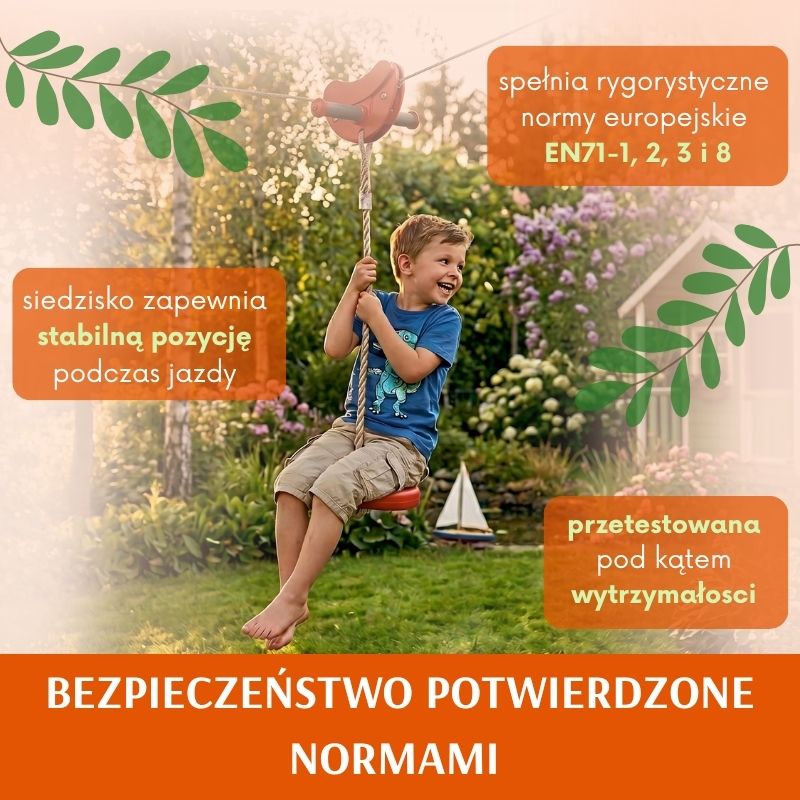 Zjazd Linowy Tyrolka Ogrodowa Dla Dzieci Lina Do 80 Kg Solidna Mocna Zabawka Na Ogród