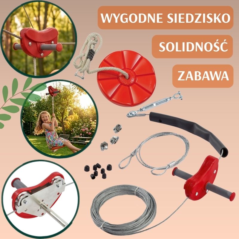 Zjazd Linowy Tyrolka Ogrodowa Dla Dzieci Lina Do 80 Kg Solidna Mocna Zabawka Na Ogród