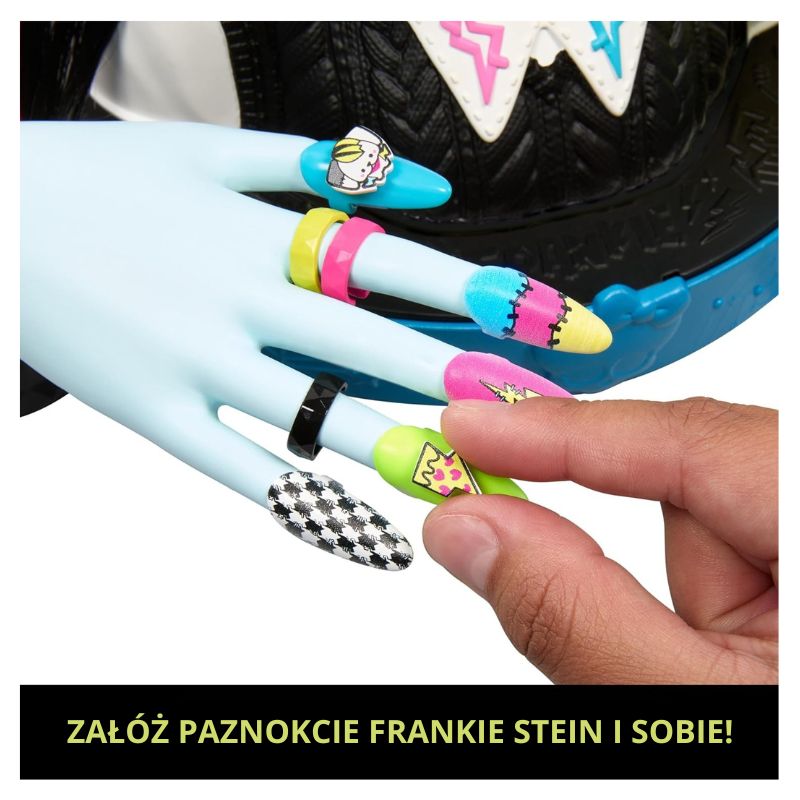 Lalka Monster High Głowa Do Stylizacji Frenkie Stein Zestaw Z Akcesoriami 4+ Paznokcie Naklejki Ozdoby
