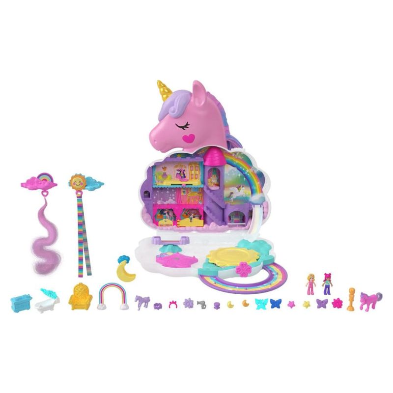Polly Pocket Salon Piękności Jednorożca 2w1 Domek Lalki Głowa Do Stylizacji Akcesoria Do Włosów