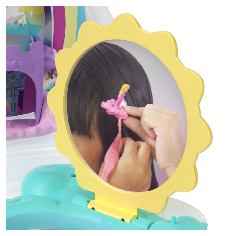 Polly Pocket Salon Piękności Jednorożca 2w1 Domek Lalki Głowa Do Stylizacji Akcesoria Do Włosów