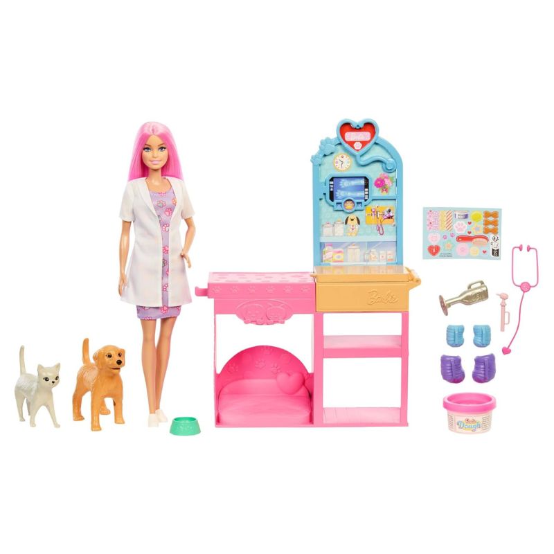 Lalka Weterynarz Barbie Zestaw Ze Zwierzątkami I Akcesoriami JFX93 4+