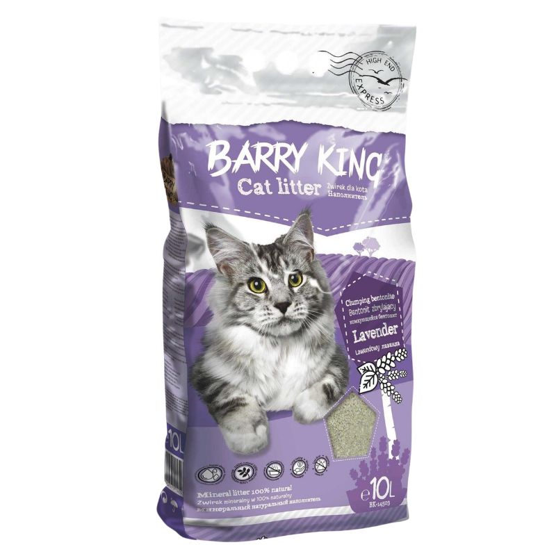  Żwirek Bentonitowy Barry King Dla Kota Zbrylający Naturalny 10l Bezpyłowy Lawendowy