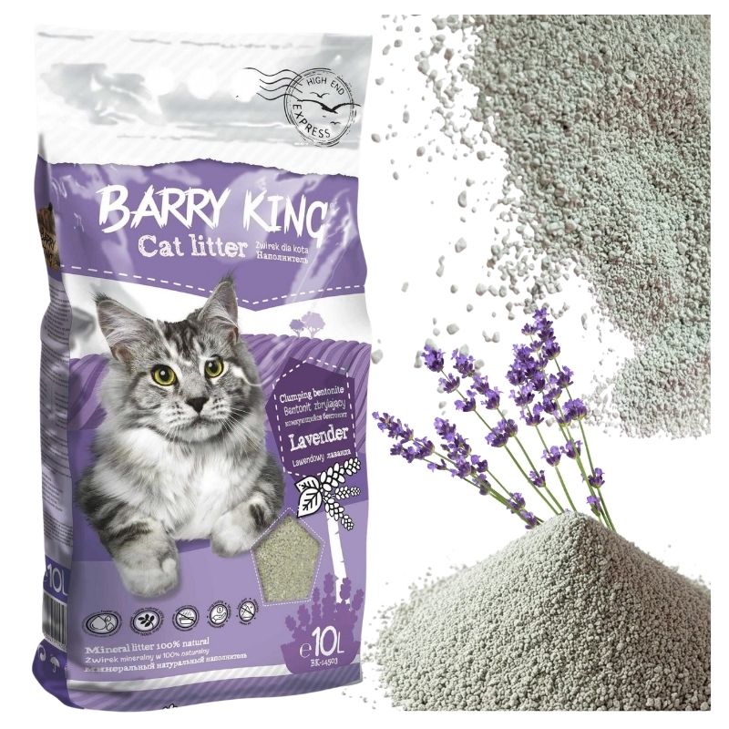  Żwirek Bentonitowy Barry King Dla Kota Zbrylający Naturalny 10l Bezpyłowy Lawendowy