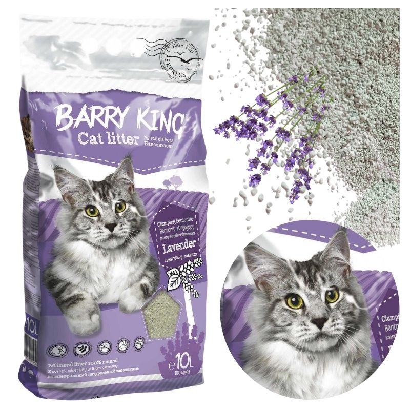  Żwirek Bentonitowy Barry King Dla Kota Zbrylający Naturalny 10l Bezpyłowy Lawendowy