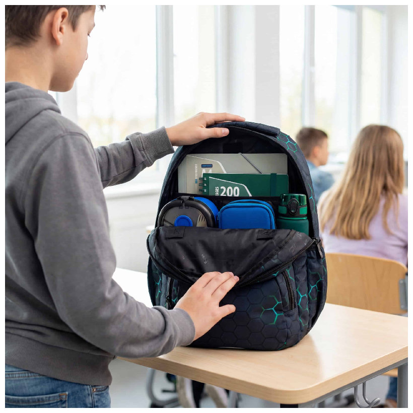 Astrabag Plecak Szkolny Trzykomorowy Pojemny Odblaski Lekki