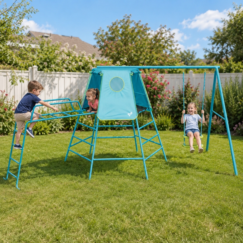 Plac Zabaw Domek Z Huśtawką I Z Drabinką Wspinaczkową Dla Dzieci Domek Ogrodowy Do Wspinaczki Drabinka Wspinaczkowa Tp Toys