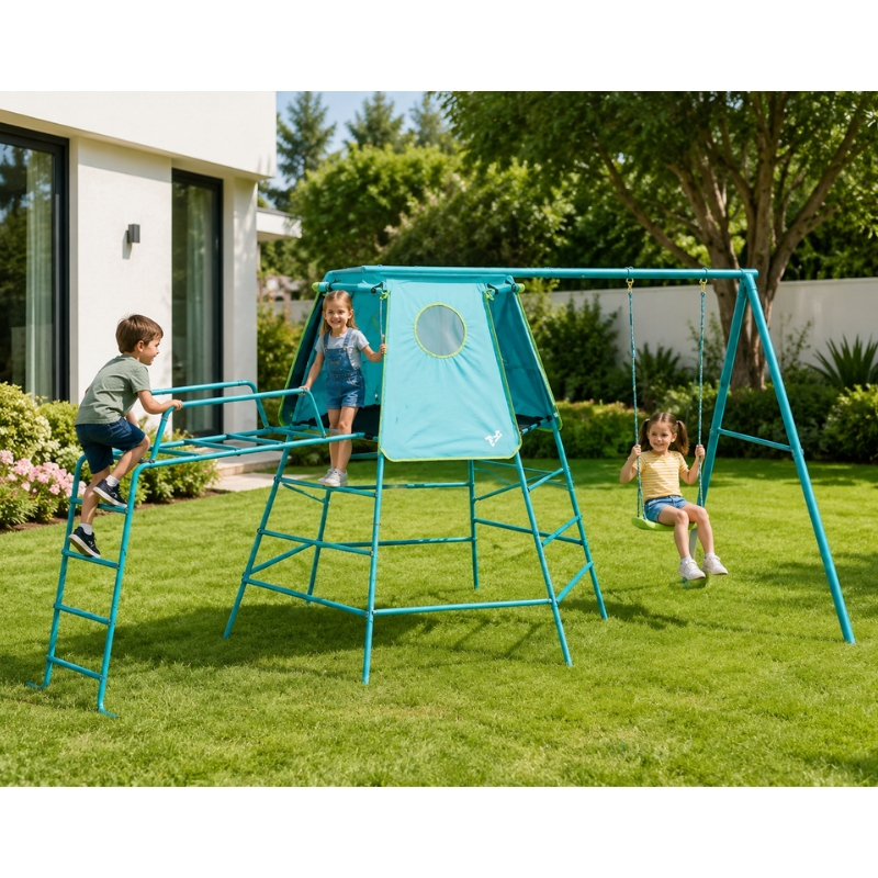 Plac Zabaw Domek Z Huśtawką I Z Drabinką Wspinaczkową Dla Dzieci Domek Ogrodowy Do Wspinaczki Drabinka Wspinaczkowa Tp Toys