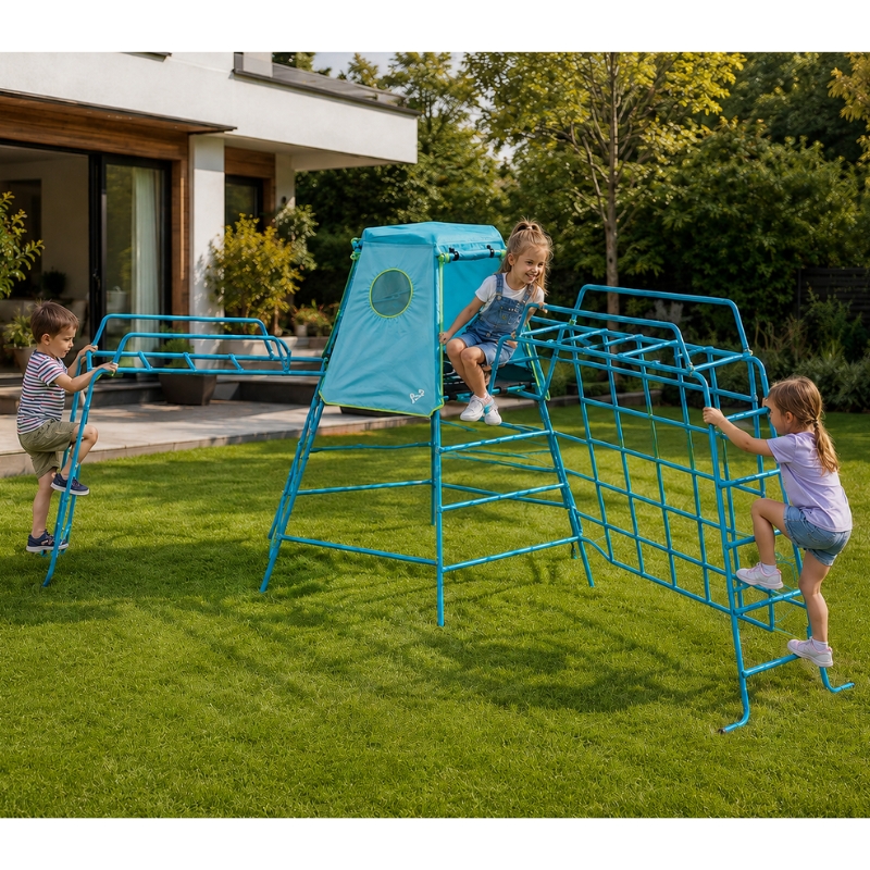 Plac Zabaw Domek Z Drabinkami Wspinaczkowymi I Siatką Wspinaczkową Dla Dzieci Domek Ogrodowy Do Wspinaczki Tp Toys