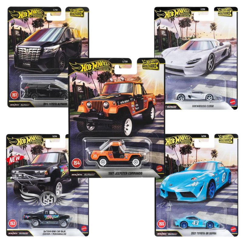 Zestaw 5 x Hot Wheels Premium Boulevard Samochodzik Auto Pojazd 1:64 Autko GJT68 JHW20 JHW21 JHW29 JHW32 JHW34