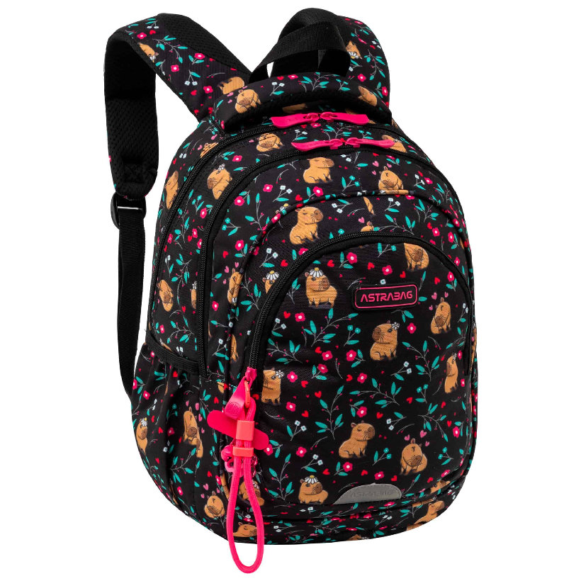 Astrabag Plecak Szkolny Trzykomorowy Pojemny Młodzieżowy Odblaski Lekki Flower Capy
