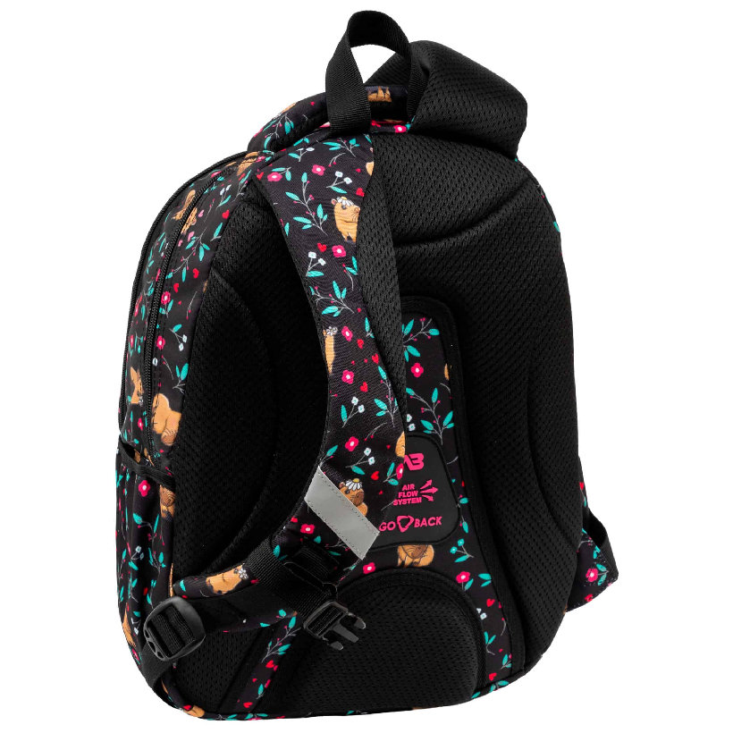Astrabag Plecak Szkolny Trzykomorowy Pojemny Młodzieżowy Odblaski Lekki Flower Capy