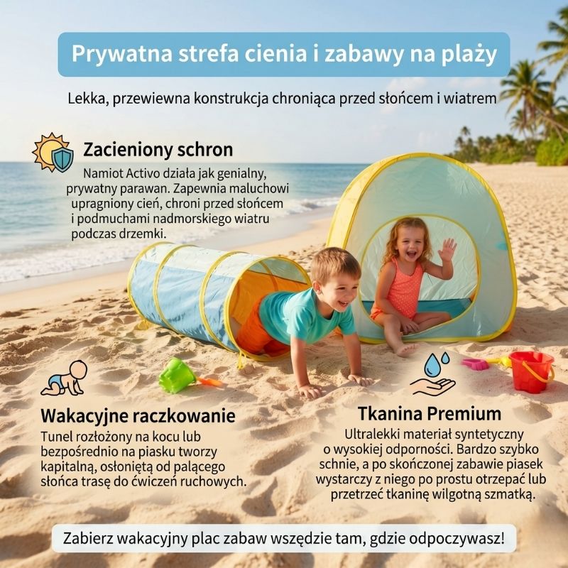 Activo Zestaw Zabawki Samorozkładające Się Tunel Dla Dzieci Do Raczkowania + Namiot Domek Dla Najmłodszych Pop Up