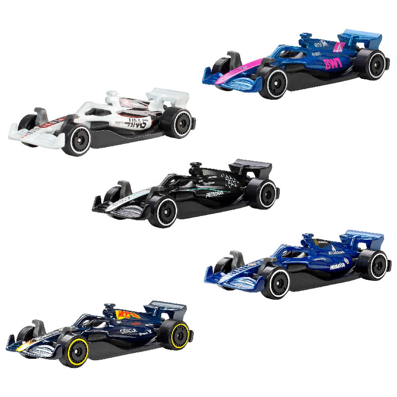 Hot Wheels 5-Pak Samochodziki Bolidy Wyścigowe Formuła 1 F1 Autka Metalowe Zestaw Pięciopak 1:64