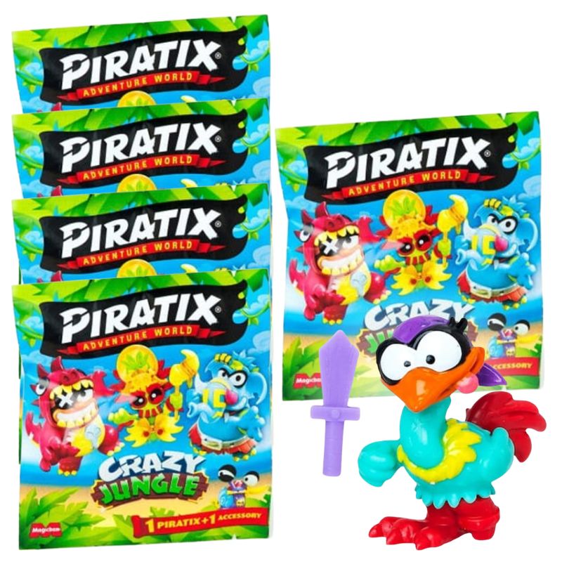 Zestaw 5x Kolekcjonerska Saszetka Z Figurką Piratix Crazy Jungle