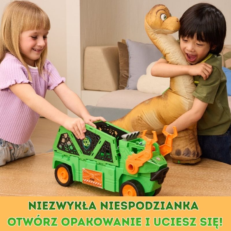 Psi Patrol i Dinozaury Dino Film Mega Pojazd Interaktywny XXL Z Dmuchanym Dinozaurem Dźwięk 3+
