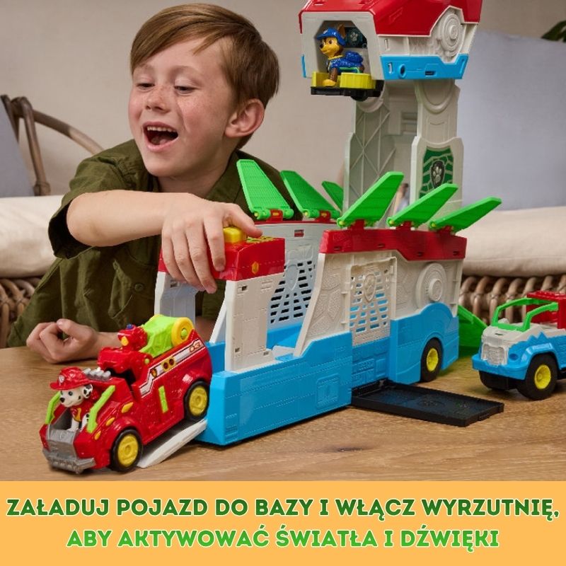 Psi Patrol i Dinozaury Dino Film Mobilne Centrum Dowodzenia Baza + Figura Piesek Chase
