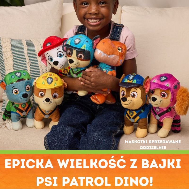 Psi Patrol i Dinozaury Dino Film Pluszowa Zabawka Pluszak Maskotka Piesek