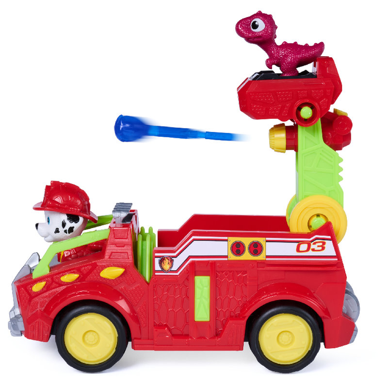 Psi Patrol i Dinozaury Dino Film Pojazd Krążownik Transporter Figurka Marshall + Dinozaur