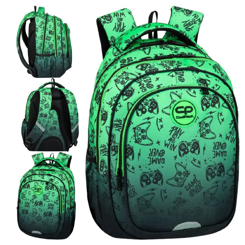 Plecak Coolpack Fast Szkolny Młodzieżowy Dla Dziecka Do Szkoły Pojemny Game Over Gradient Green
