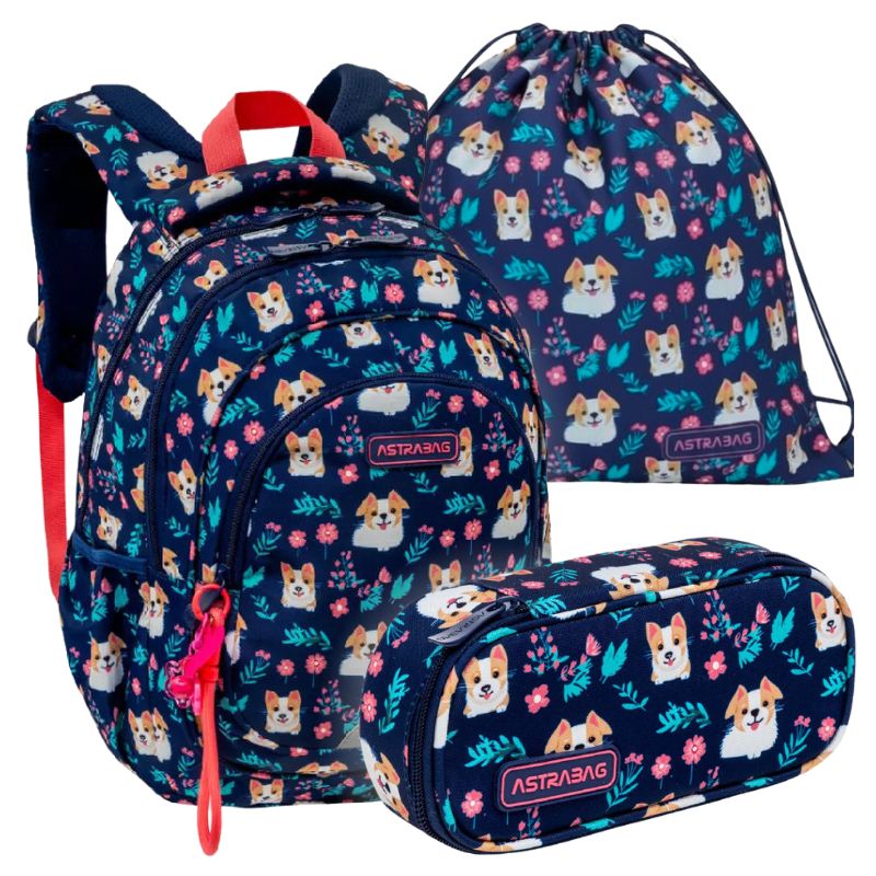 Set Școlar 3în1 Rucsac cu Trei Compartimente Spațios + Penar fără Echipament + Sac pentru Pantofi Sport