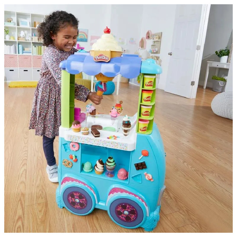 Set Play-Doh Plastilină Modelatoare pentru Copii Set Creativ Mare Gelaterie Cărucior și Accesorii