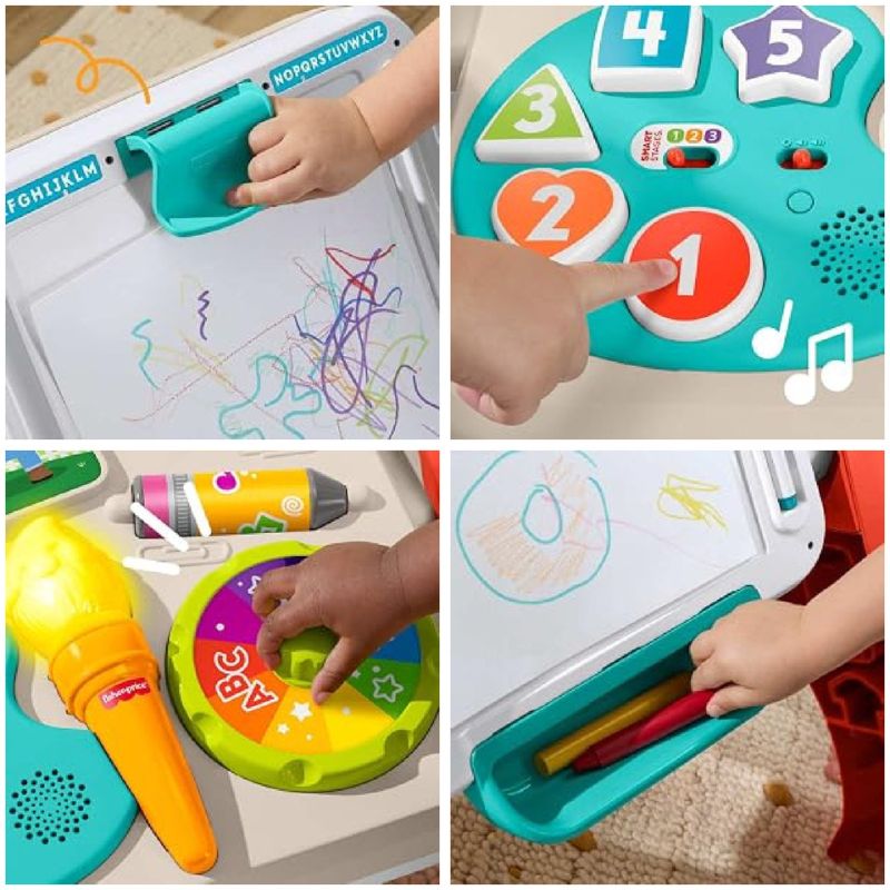 Masă educațională Fisher-Price Interactivă Multifuncțională pentru copii 4în1 cu șevalet