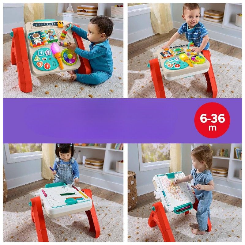 Masă educațională Fisher-Price Interactivă Multifuncțională pentru copii 4în1 cu șevalet