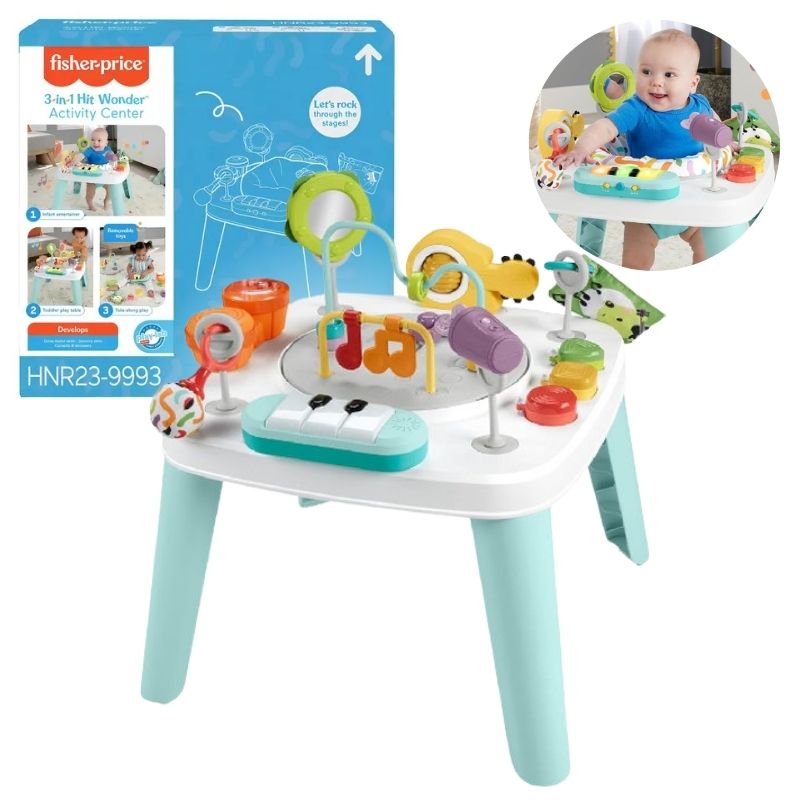 Masă educațională interactivă Fisher-Price pentru copii, multifuncțională 3în1 cu instrumente