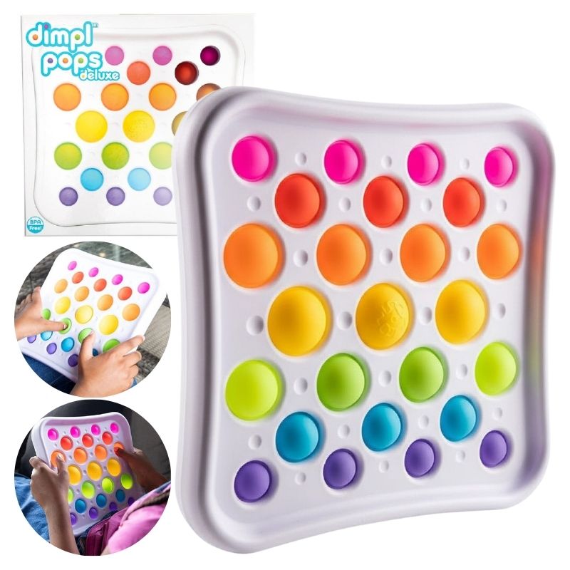 Jucărie senzorială Fat Brain ToyCo Dimpl Pops Deluxe Antistres Bule senzoriale colorate pentru copii