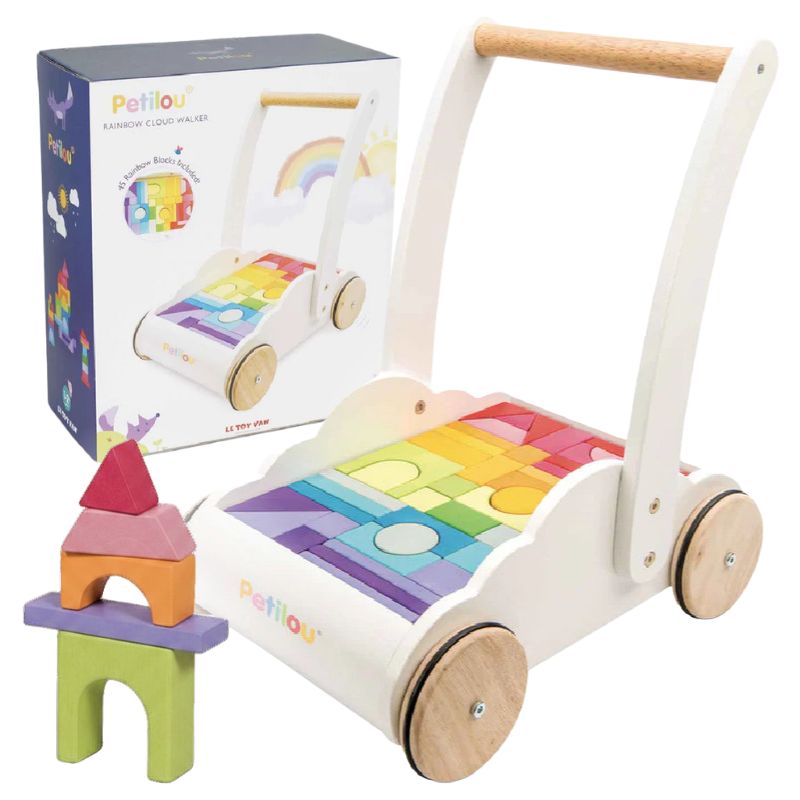 Cărucior Colorat Le Toy Van pentru Copii Premergător Învățare Mers Lemn