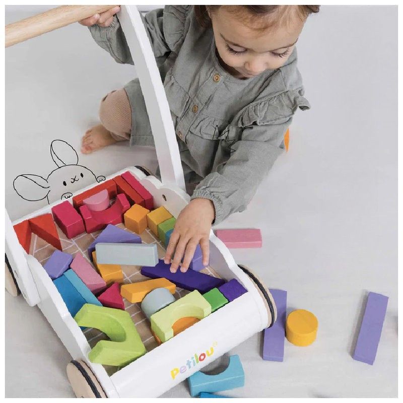 Cărucior Colorat Le Toy Van pentru Copii Premergător Învățare Mers Lemn